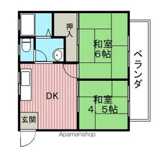 リバーハイツB棟【1階】の間取り