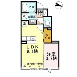 セジュール秀嶺【1階】の間取り