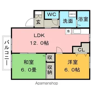パピオン津福【2階】の間取り