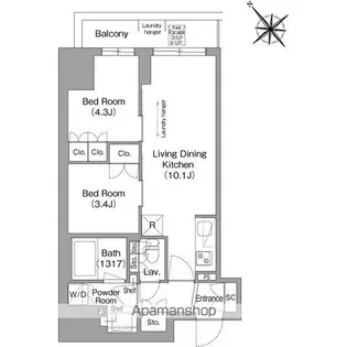 コンフォリア・リヴ東池袋【4階】の間取り