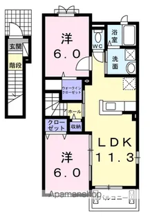 ハナミヅキ B【2階】の間取り