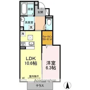 ウィット高岡【1階】の間取り