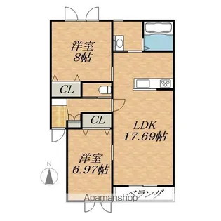 2LDKの間取り画像