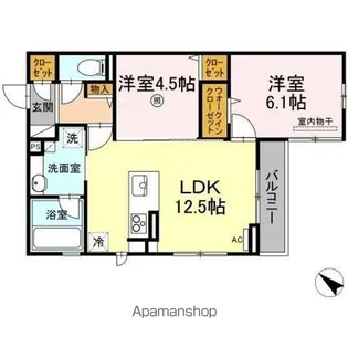 サリオス庚午北【3階】の間取り
