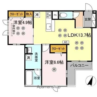 TORISIA STAGE小郡駅南【2階】の間取り