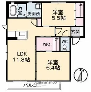 2LDKの間取り画像