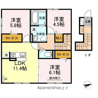 カーサ ビアンカ【2階】の間取り