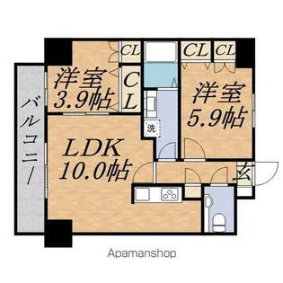 PRIME URBAN大通東【6階】の間取り