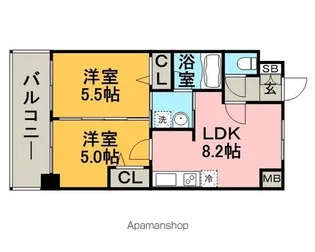 福岡県福岡市博多区堅粕3丁目【マンション】の間取り
