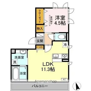 ヴィエント Ⅰ棟【I301号室】の間取り