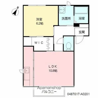 モスティサーク Ⅰ棟【201号室】の間取り