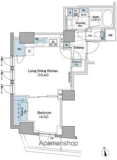 ザ・パークハビオ新宿【3階】の間取り