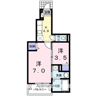 ヴィラ・マウントワン洲崎A【102号室】の間取り