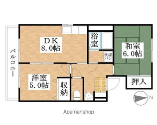 ハイツK‐Ⅱ【201号室】の間取り