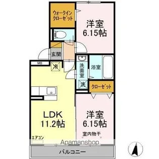 PARK HILLS MIYAKO B【2階】の間取り