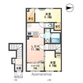 グリーンコート 西の原【206号室】の間取り
