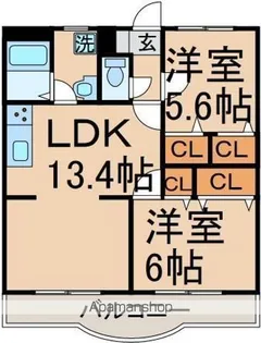 グレースマンション馬場【3階】の間取り