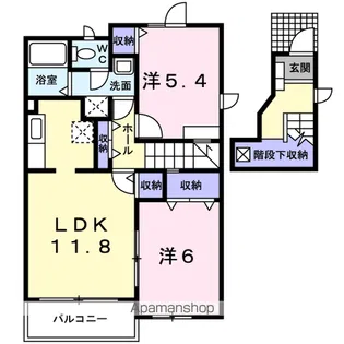 バーシアNAITOⅡ【2階】の間取り