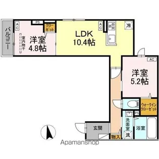 2LDKの間取り画像