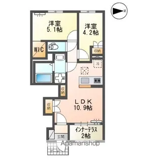 グリーンコート 西の原【105号室】の間取り