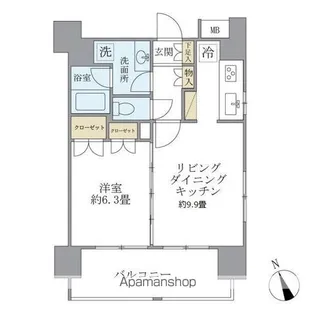 エコロジー白山レジデンス【10階】の間取り