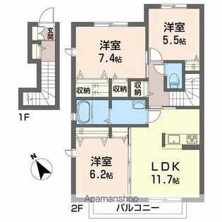 グランマスト塩屋崎 B棟【2階】の間取り