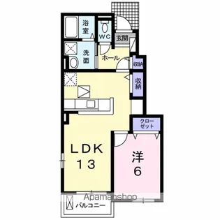 プレステージ花ずいF【1階】の間取り