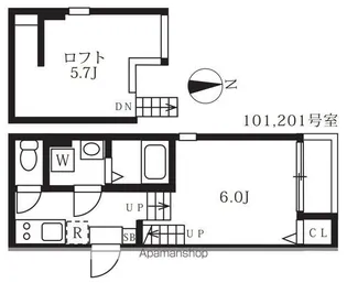 アミティエフレール神明町【201CP号室】の間取り