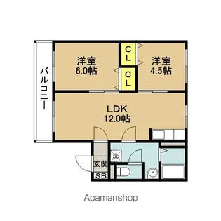 メイプル若草【102号室】の間取り
