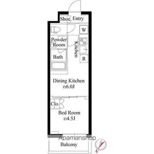ハーモニーレジデンス新宿余丁町ザ・ガーデン【4階】の間取り