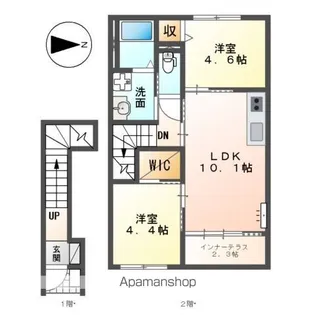 (仮)あま市新居屋大日北アパート【2階】の間取り