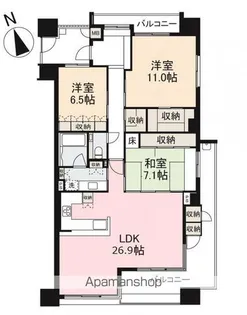 サーパスシティ番町ウエストテラス309号【309号室】の間取り
