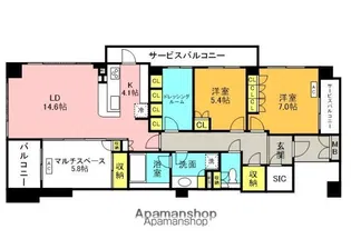 パークコート大濠【2階】の間取り
