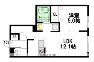 キャッスルハイツ【102号室】の間取り