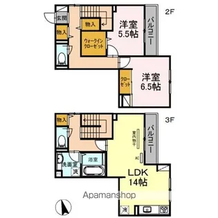 カーサ アリーヴォ Ⅰ【2階】の間取り