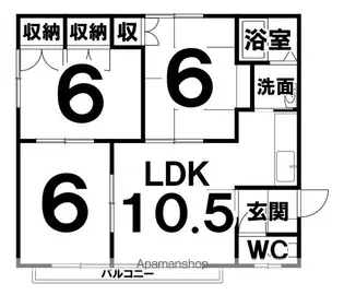 エレガンスわかな【1-F号室】の間取り
