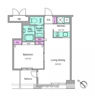 レジディア横濱馬車道【7階】の間取り