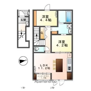 コーポ峯のハタ【2階】の間取り