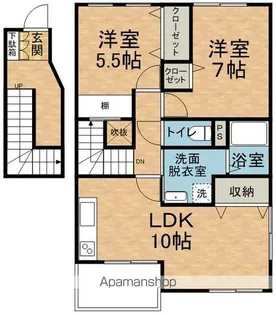 ファミーユ松原B棟【S201号室】の間取り