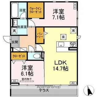 セレスティア長良 ウエスト【1階】の間取り