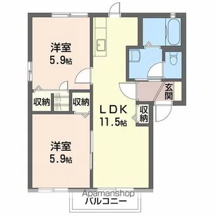 シャーメゾンW【101号室】の間取り