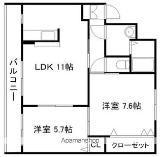 メゾン・ソレアード山木戸【303号室】の間取り