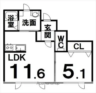 たいようハイツⅠ【C号室】の間取り