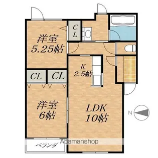 2LDKの間取り画像