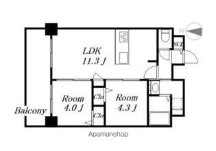 2LDKの間取り画像