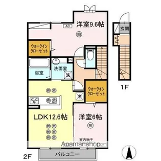 岡山県岡山市北区花尻ききょう町【アパート】の間取り