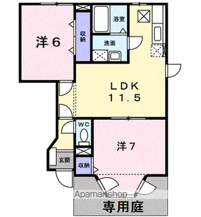エスポワールB【1階】の間取り
