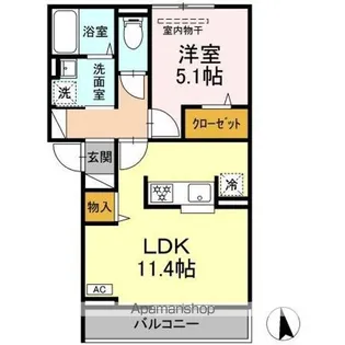 1LDKの間取り画像