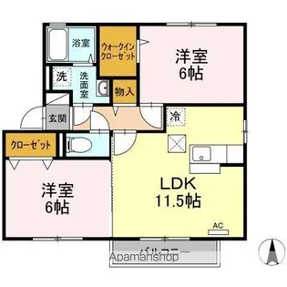 セジュール杉山B棟【1階】の間取り
