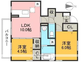 シャンブル・ド・シャルマン B棟【1階】の間取り